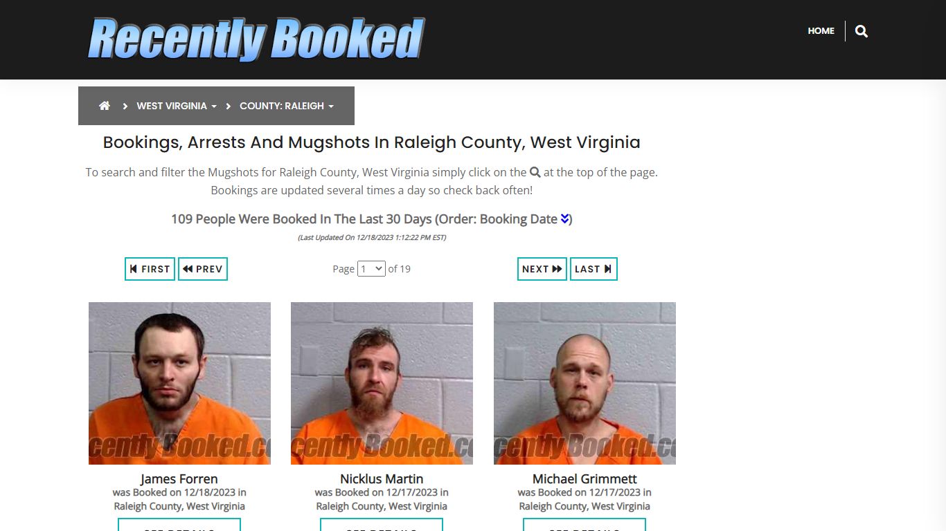 Bookings, Arrests and Mugshots in Raleigh County, West Virginia
